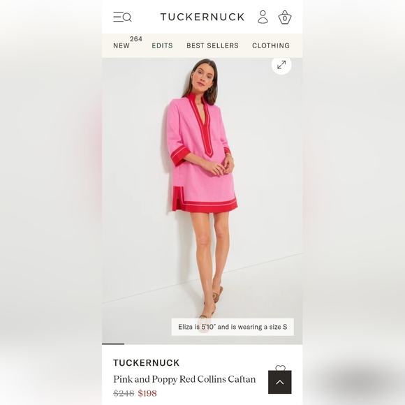 Tuckernuck Pink and Poppy Red Collins Caftan NWT - Picture 5 of 6